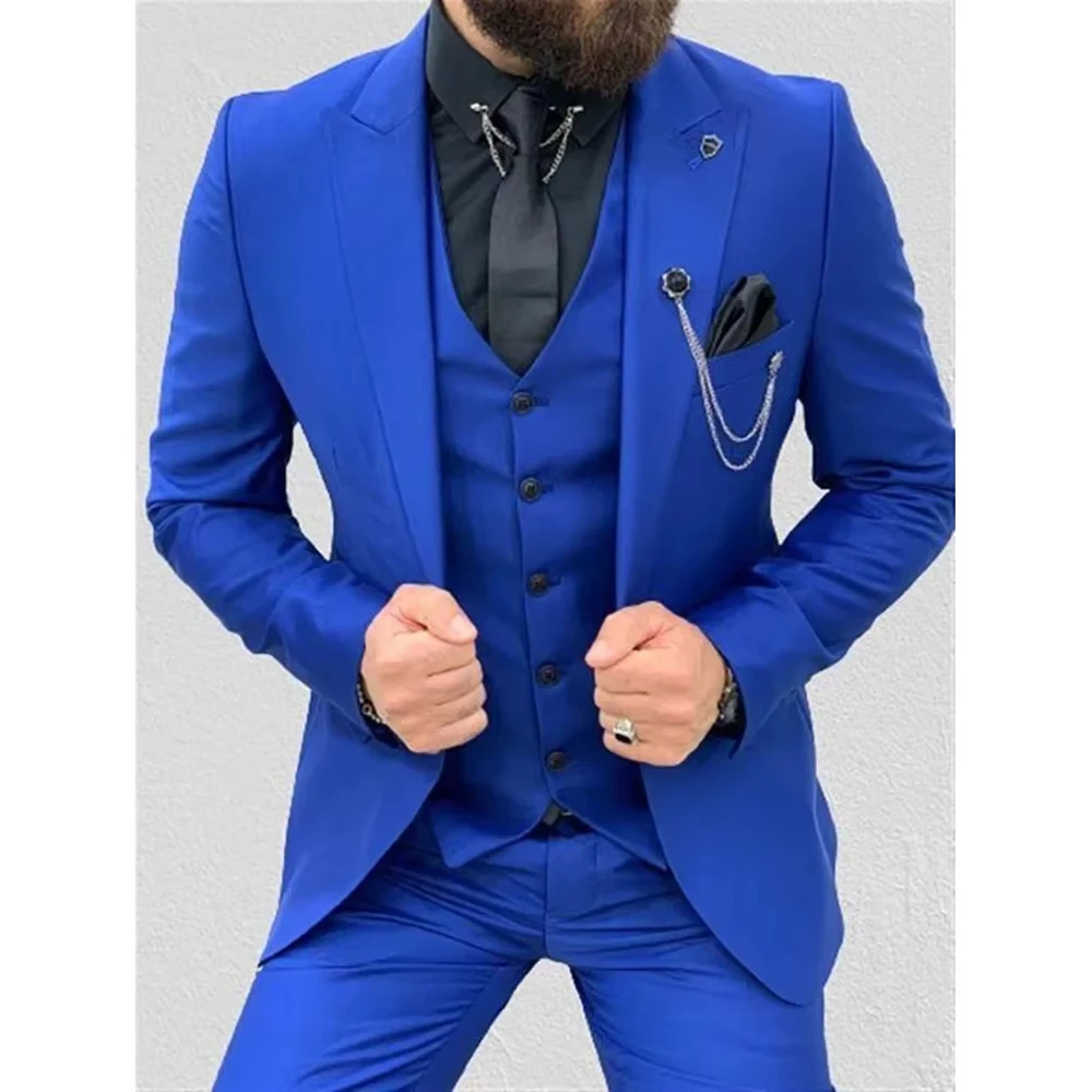 Fashion Royal Blue Men Suit Three Pieces(Jacket+Pants+Vest) Lapel Outfits Chic Casual Party Prom Wedding Set
Fashion Royal Blue Men Suit Three Pieces(Jacket+Pants+Vest) Lapel Outfits Chic Casual Party Prom Wedding Set