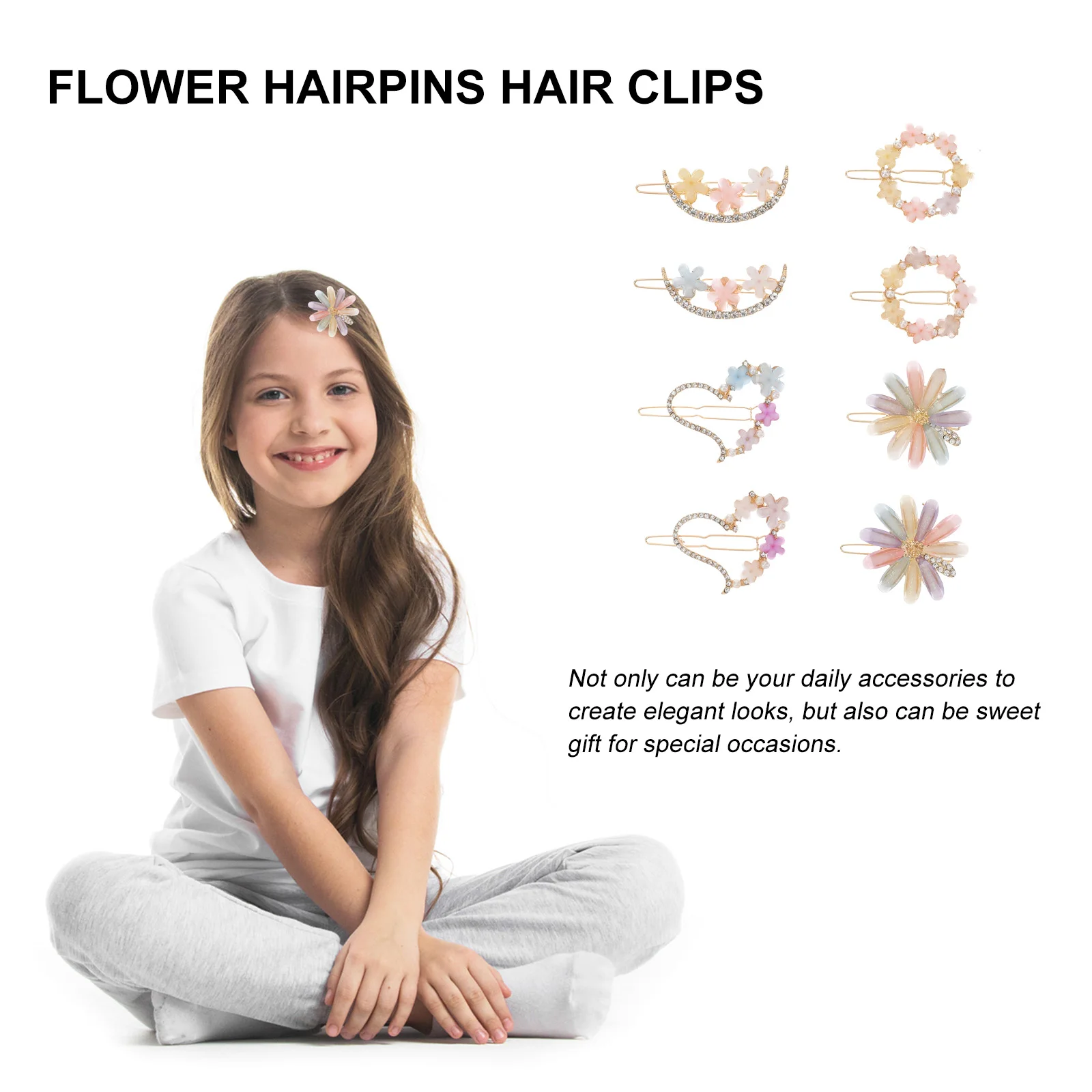 8 Pcs Flower Hairpins Crystal Decorative Clips Women Girls Hair Accessories Occasions Styling Tools
8 Pcs Flower Hairpins Crystal Decorative Clips Women Girls Hair Accessories Occasions Styling Tools