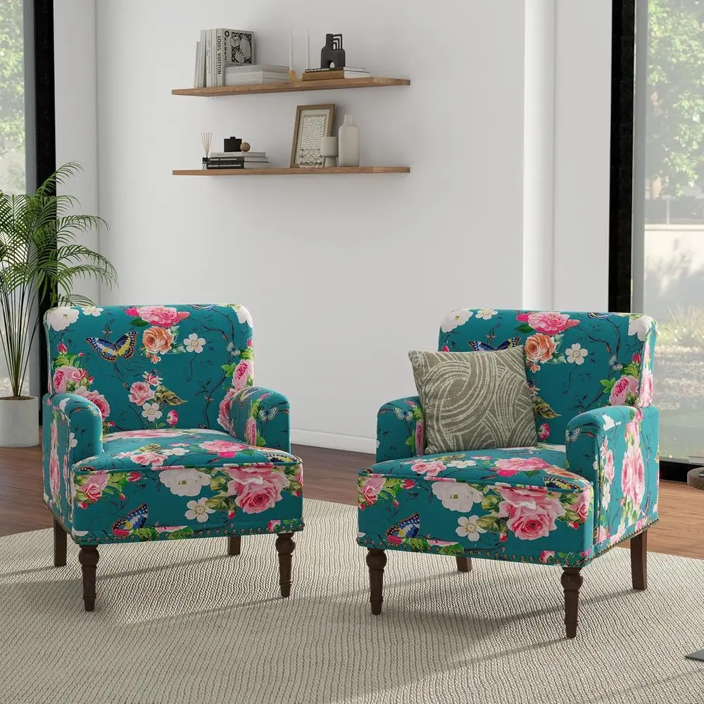 Pair of Accent Chairs, Elegant Living Room Armchairs with Nail Trim, Comfortable Upholstered Club Chairs for Lounge, Reading, an
Pair of Accent Chairs, Elegant Living Room Armchairs with Nail Trim, Comfortable Upholstered Club Chairs for Lounge, Reading, an