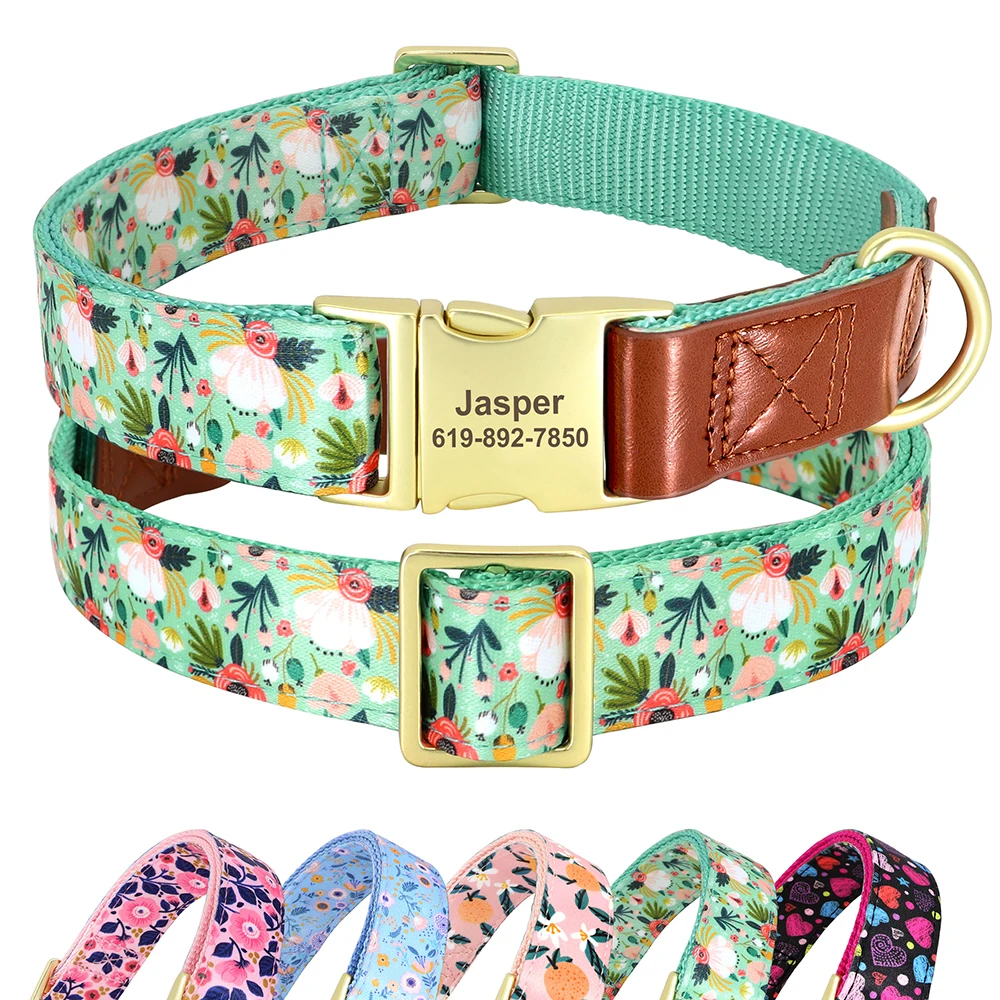 Flower Printed Dog Collar Nylon Personalized Puppy Collar Free Custom Pet ID Name Leather Collars For Small Medium Large Dog Cat
Flower Printed Dog Collar Nylon Personalized Puppy Collar Free Custom Pet ID Name Leather Collars For Small Medium Large Dog Cat