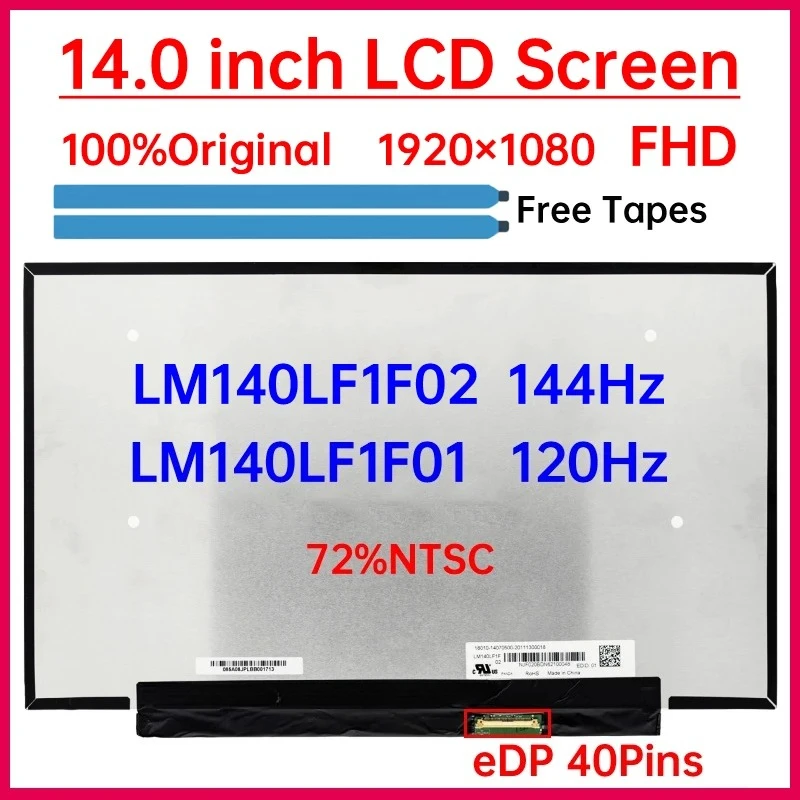 14 Inch 144Hz Laptop LCD Screen LM140LF1F02 LM140LF1F01 For ASUS ROG Zephyrus G14 GA401l GA401Q Display Matrix Panel eDP 40 Pins
14 Inch 144Hz Laptop LCD Screen LM140LF1F02 LM140LF1F01 For ASUS ROG Zephyrus G14 GA401l GA401Q Display Matrix Panel eDP 40 Pins