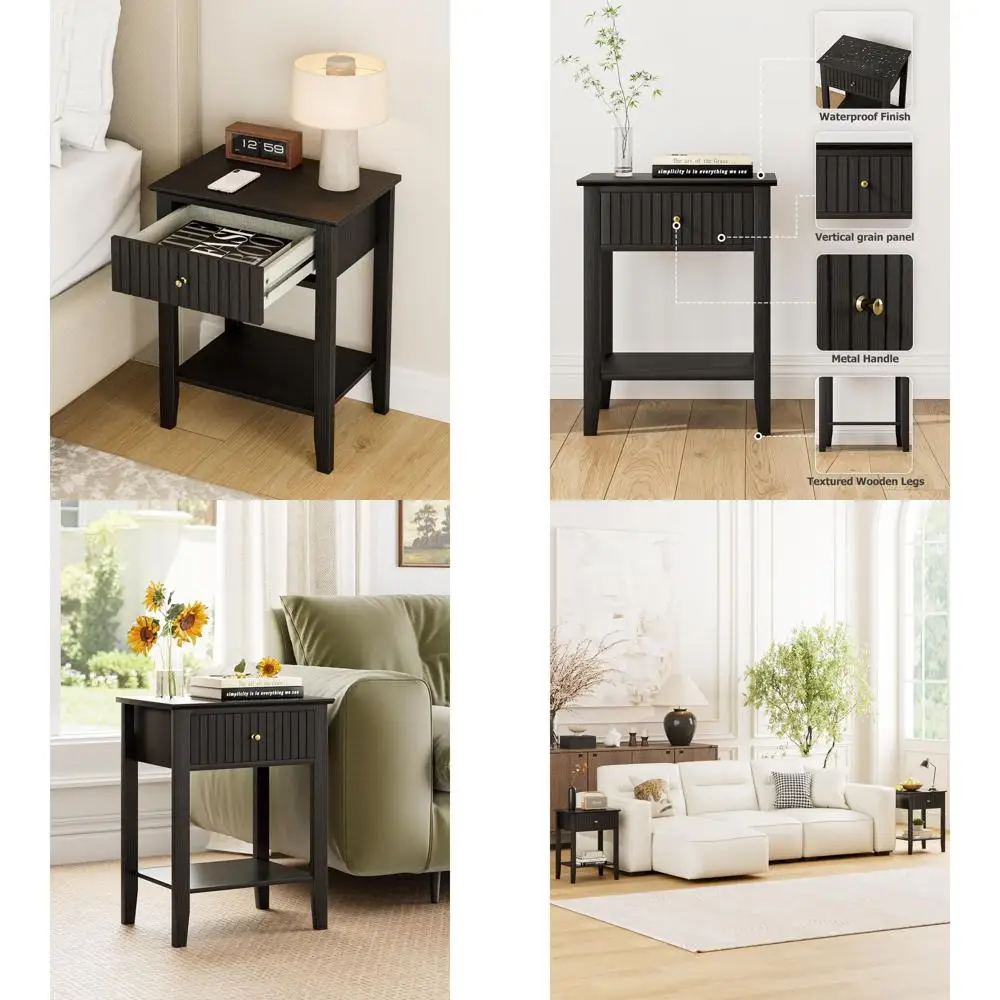 Mid Century Modern 1-Drawer Black Farmhouse Style Nightstand for Bedroom & Living Room
Mid Century Modern 1-Drawer Black Farmhouse Style Nightstand for Bedroom & Living Room