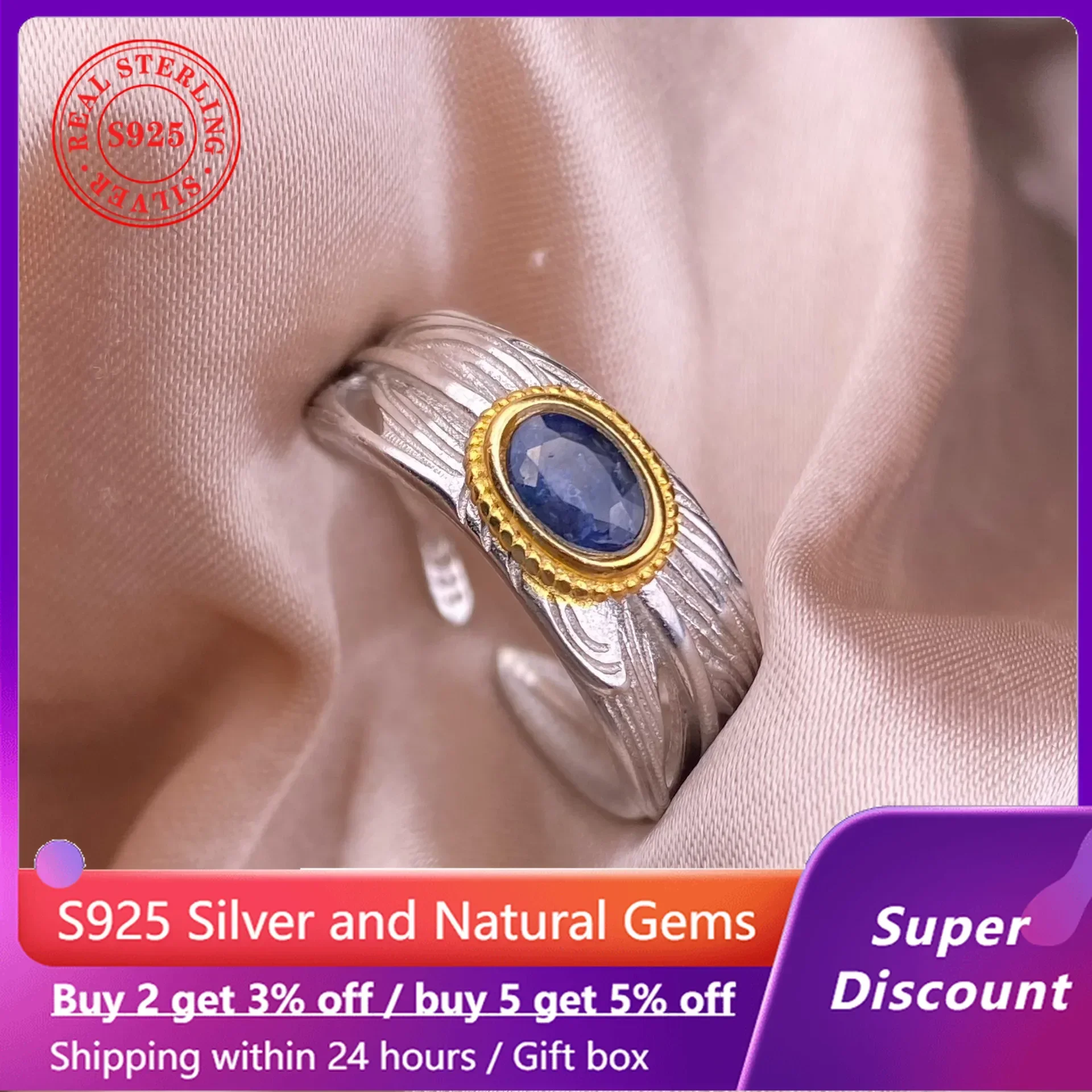 Natural Sapphire Ring S925 Silver Paired with Double Gold Feather Style Exquisite Colored Gemstone Jewelry Accessories Gift
Natural Sapphire Ring S925 Silver Paired with Double Gold Feather Style Exquisite Colored Gemstone Jewelry Accessories Gift