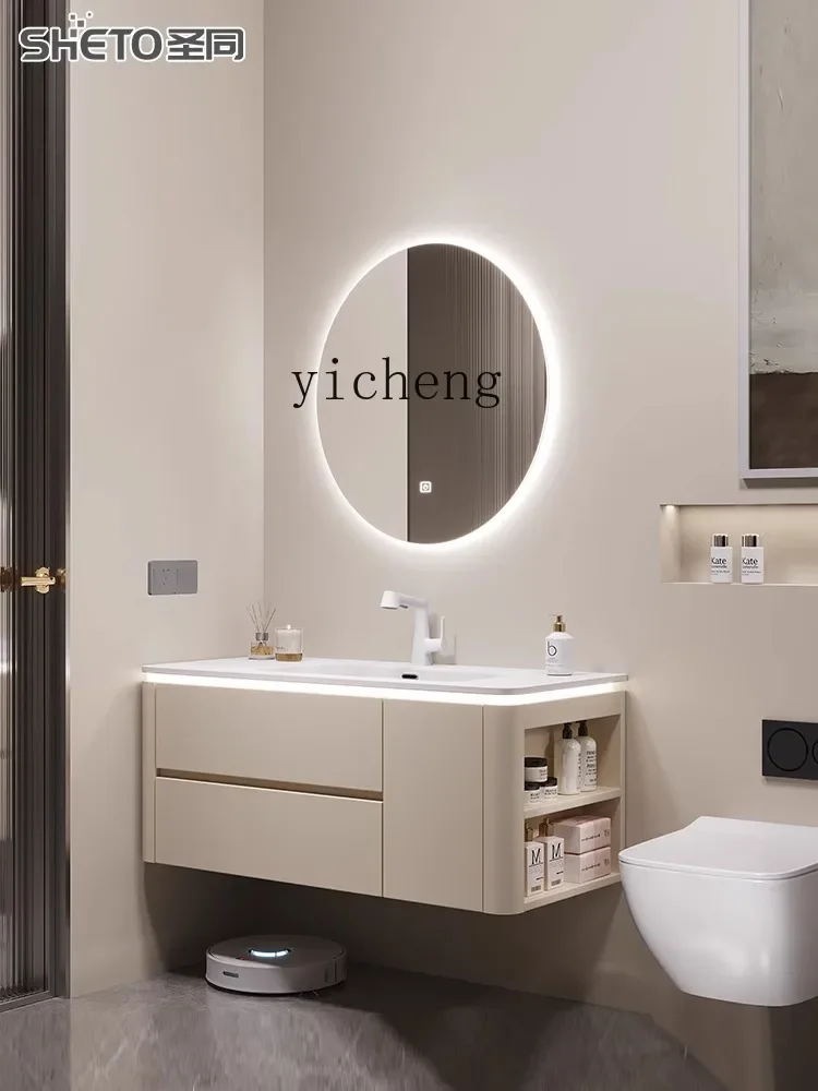 a5 rock slab bathroom cabinet combination wall hanging intelligent round mirror bathroom sink face wash table
a5 rock slab bathroom cabinet combination wall hanging intelligent round mirror bathroom sink face wash table