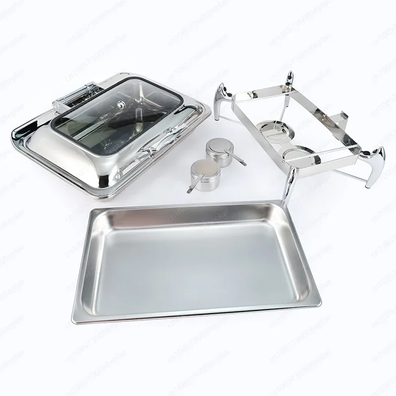 Stainless steel rectangular buffet stove with bracket, restaurant cooked food visual alcohol heating stove
Stainless steel rectangular buffet stove with bracket, restaurant cooked food visual alcohol heating stove