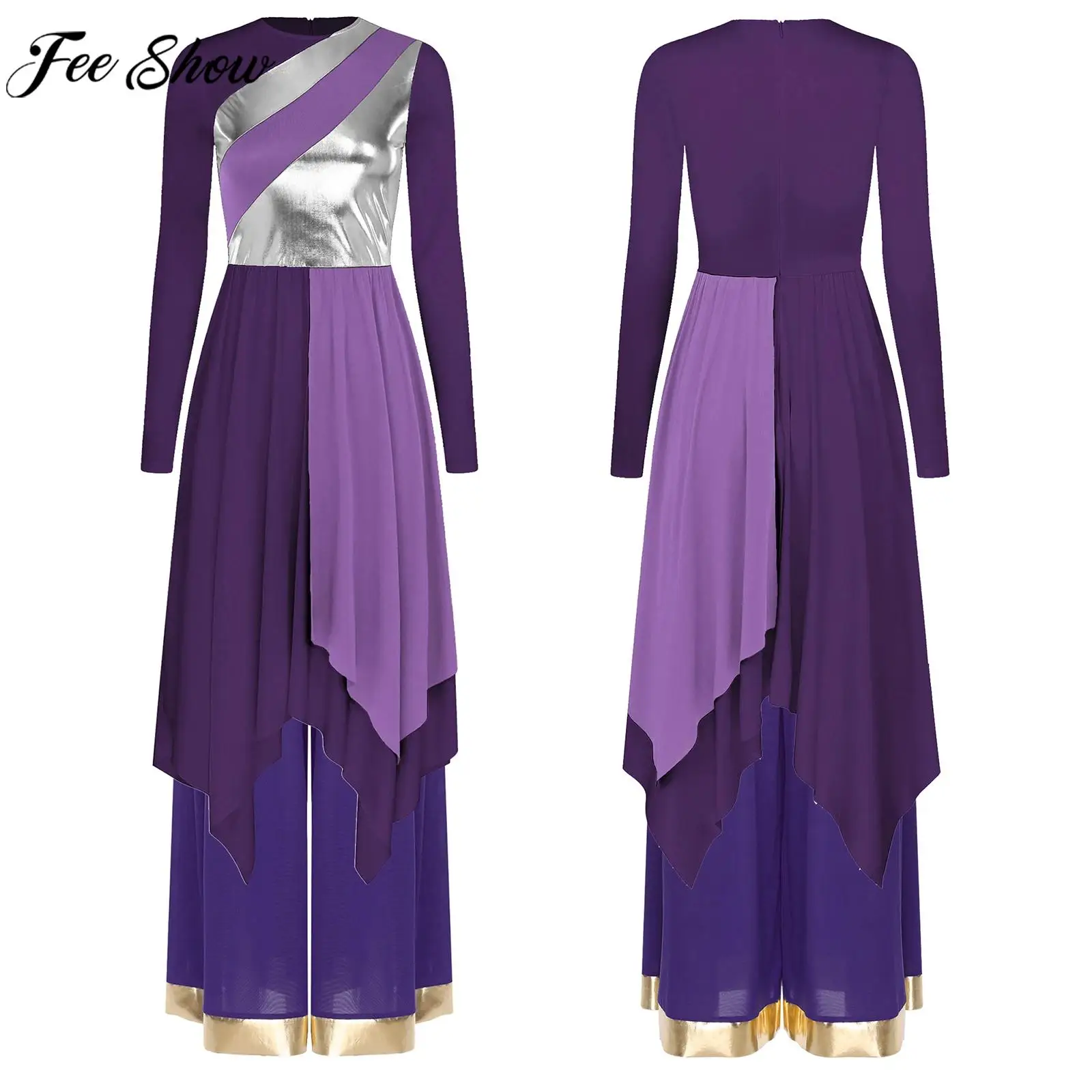 Женский современный лирический танцевальный наряд, костюм для поклонения, литургический церковный хор, костюм с длинными рукавами, металлическое платье с широкими брюками
Женский современный лирический танцевальный наряд, костюм для поклонения, литургический церковный хор, костюм с длинными рукавами, металлическое платье с широкими брюками