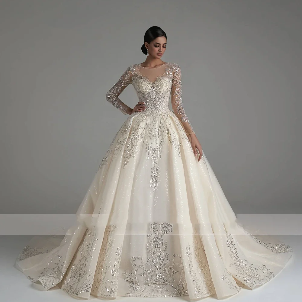 Vinca Sunny Customized Ball Gown Luxury Wedding Dresses O-Neck Long Sleeve Vestido De Novia Lace Beaded Glamorous Bridal Gown
Vinca Sunny Customized Ball Gown Luxury Wedding Dresses O-Neck Long Sleeve Vestido De Novia Lace Beaded Glamorous Bridal Gown