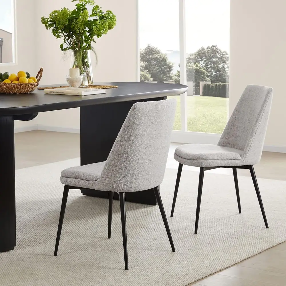 Padded Dining Chairs Set of 2 with Upholstered Fabric and Metal Legs, White
Padded Dining Chairs Set of 2 with Upholstered Fabric and Metal Legs, White