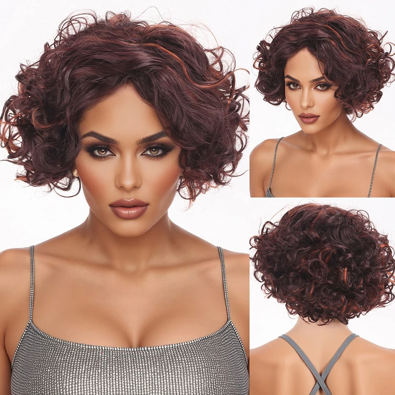 European and American style short curly brown for women, new natural synthetic fiber full head wig
European and American style short curly brown for women, new natural synthetic fiber full head wig