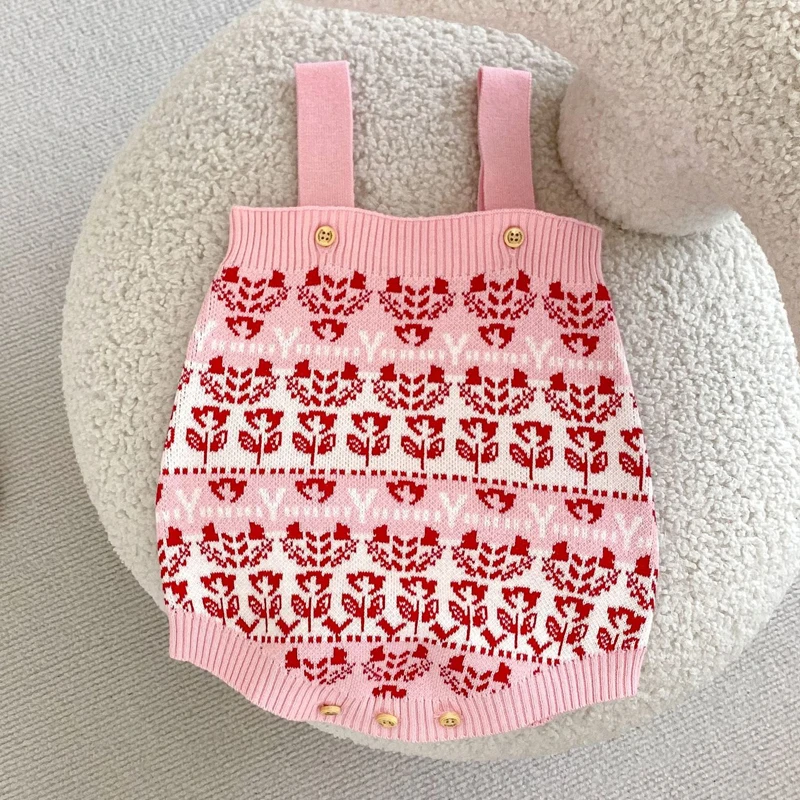 New autumn baby clothing, 0-3 year old female baby, flower jacquard knitted sweater jumpsuit, crawling suit
New autumn baby clothing, 0-3 year old female baby, flower jacquard knitted sweater jumpsuit, crawling suit