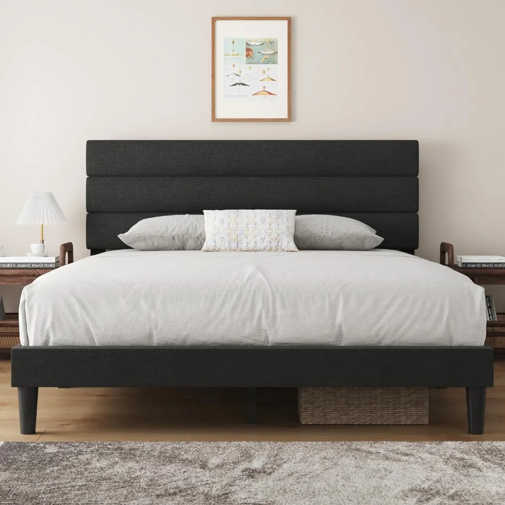 Bed Frame Upholstered Queen Bed Frame Platform with Headboard Linen Fabric Headboard Wooden Slats Support, No Box Spring Needed,
Bed Frame Upholstered Queen Bed Frame Platform with Headboard Linen Fabric Headboard Wooden Slats Support, No Box Spring Needed,