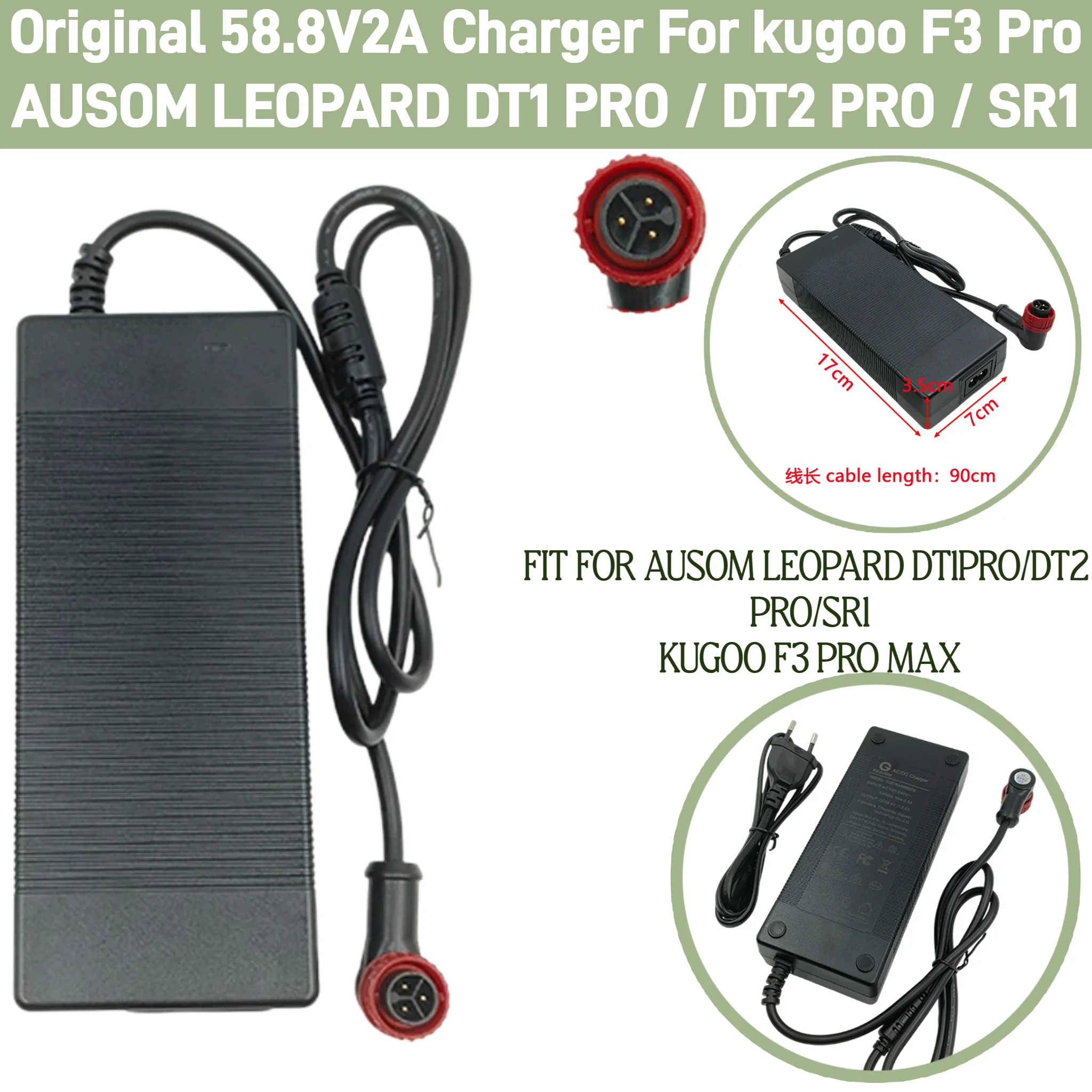 Original 58.8V 2A Standard Lithium Battery Charger for 52V KUGOO F3 PRO MAX AUSOM LEOPARD DT1 DT2 SR1 Electric Scooter
Original 58.8V 2A Standard Lithium Battery Charger for 52V KUGOO F3 PRO MAX AUSOM LEOPARD DT1 DT2 SR1 Electric Scooter