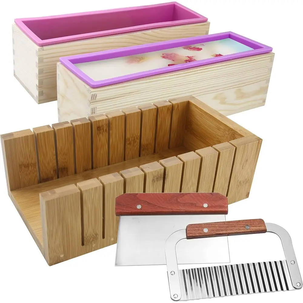 2 PCS Silicone soap molds -1 PCS Soap Cutting Tool Set Wooden Bamboo
2 PCS Silicone soap molds -1 PCS Soap Cutting Tool Set Wooden Bamboo