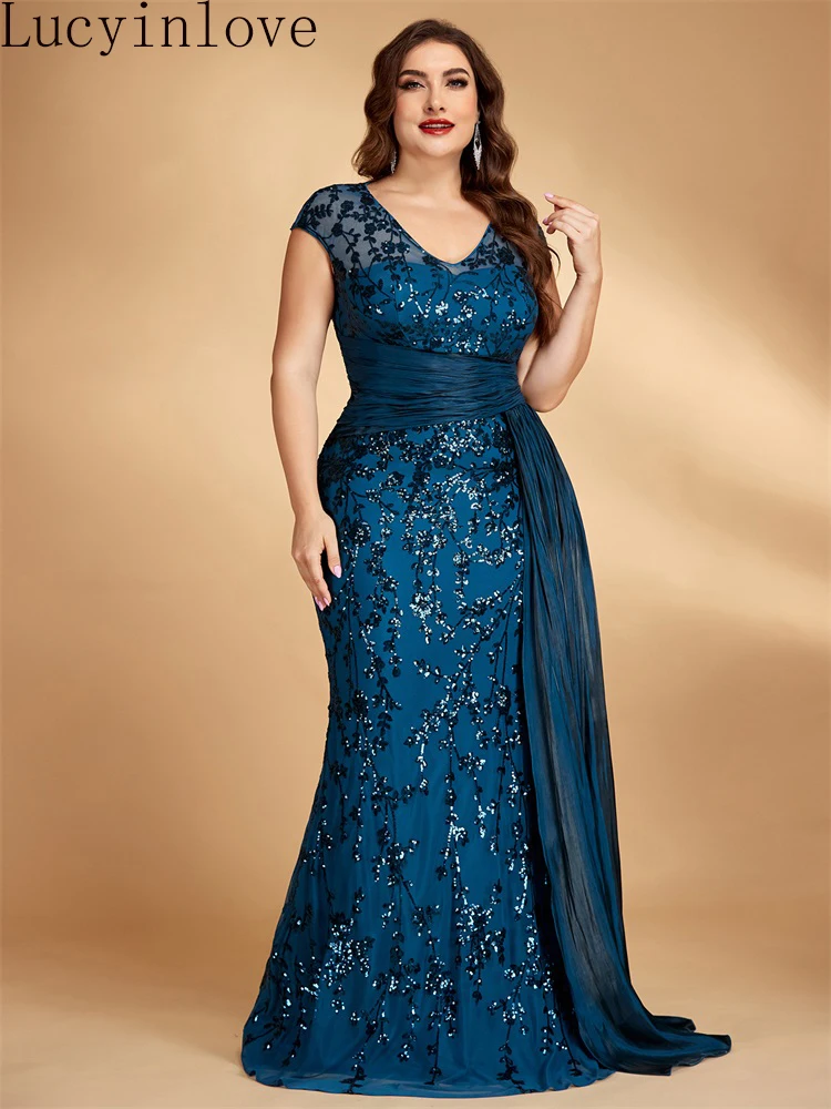 Lucyinlove Plus Size Elegant Cap Sleeves Sequins Patchwork Ribbon Formal Evening Dresses Luxury V-neck Floor-Lenght Party Gowns
Lucyinlove Plus Size Elegant Cap Sleeves Sequins Patchwork Ribbon Formal Evening Dresses Luxury V-neck Floor-Lenght Party Gowns