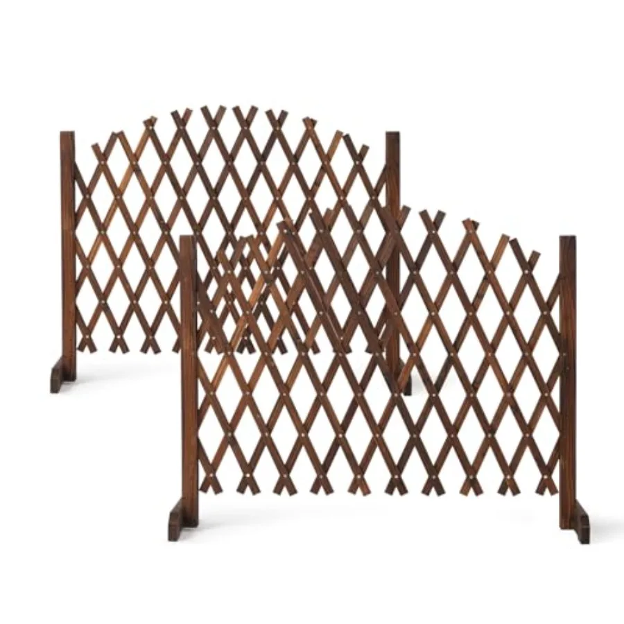 2Pcs Expandable Garden Fence for Patio Yard Use, Solid Wood with Carbonized Brown Finish, Arched Top Lattice Design, Freestandi
2Pcs Expandable Garden Fence for Patio Yard Use, Solid Wood with Carbonized Brown Finish, Arched Top Lattice Design, Freestandi