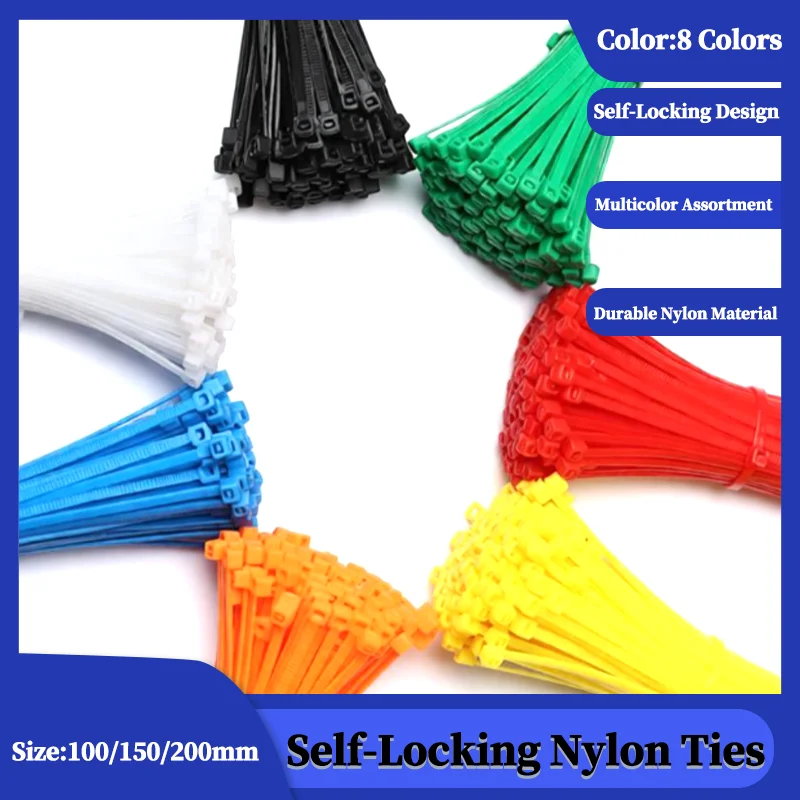 Self Locking Nylon Cable Ties, 100 150 200mm Multicolor Assorted, Plastic Wire Bundling Straps for DIY Cable Management
Self Locking Nylon Cable Ties, 100 150 200mm Multicolor Assorted, Plastic Wire Bundling Straps for DIY Cable Management