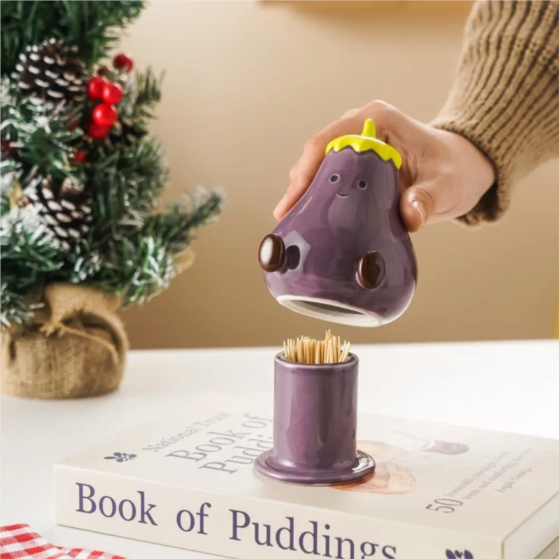 Cute Eggplant Shaped Toothpick Box Home Living Room Desktop Creative Ceramic Dental Floss Cotton Swabs Toothpick Holder ZI838
Cute Eggplant Shaped Toothpick Box Home Living Room Desktop Creative Ceramic Dental Floss Cotton Swabs Toothpick Holder ZI838