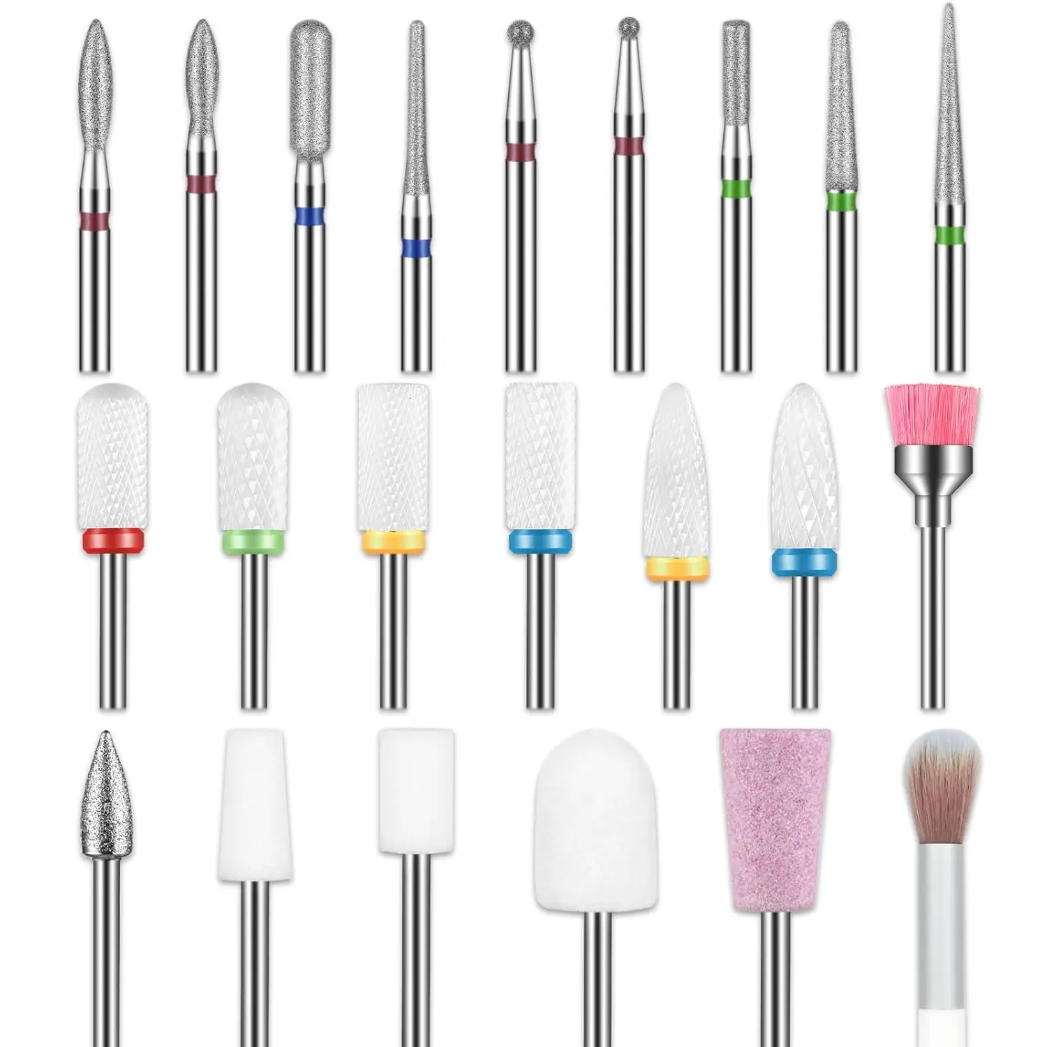 22pcs Nail Drill Bits Set, Professional 3/32'' Ceramic Safety Bits for Acrylic Gel, Cuticle Remover, Manicure Pedicure Kit Salon Home
22pcs Nail Drill Bits Set, Professional 3/32'' Ceramic Safety Bits for Acrylic Gel, Cuticle Remover, Manicure Pedicure Kit Salon Home