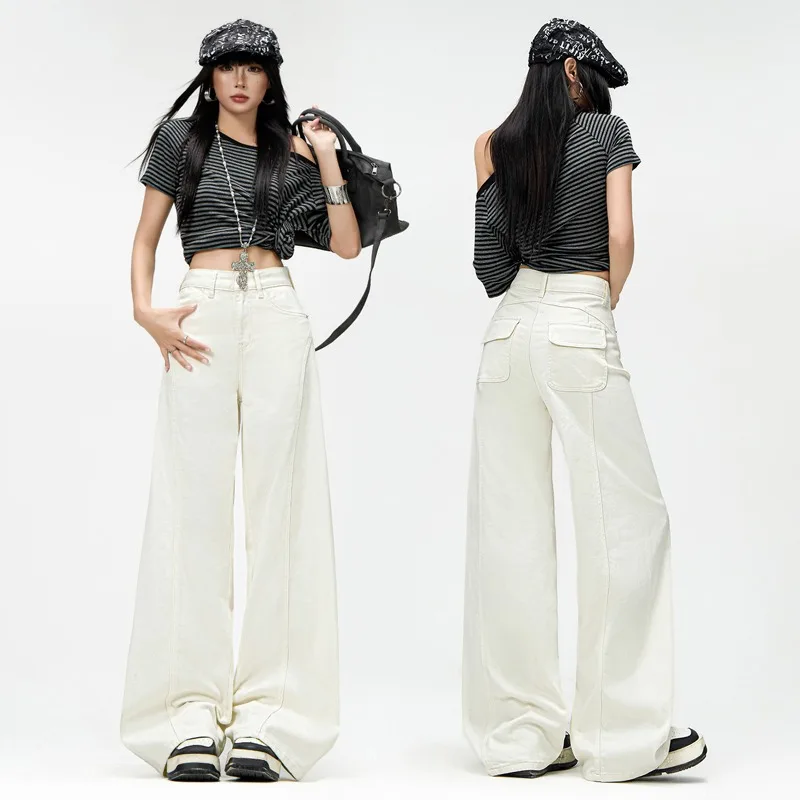 Women's White High Waist Wide Leg Jeans 2026 Summer New Elastic Loose Breathable Casual Streetwear Denim Pants
Women's White High Waist Wide Leg Jeans 2026 Summer New Elastic Loose Breathable Casual Streetwear Denim Pants