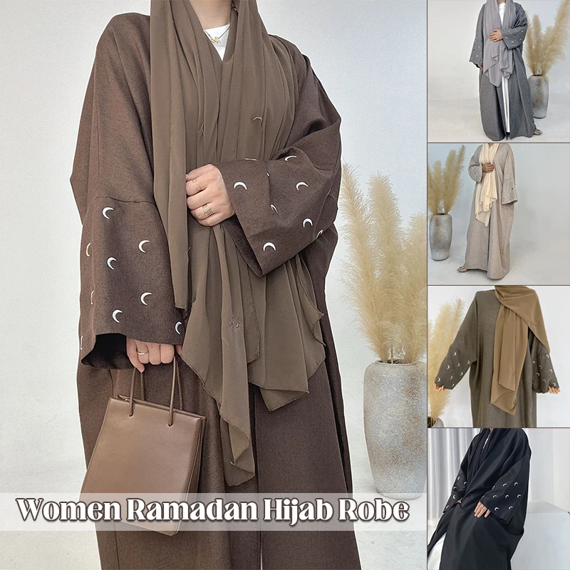 Women's Muslim Cardigan Robe Abaya Dubai Turkey Large Size Robe Elegant Embroidery Long Dress Middle Eastern Lady Clothing
Women's Muslim Cardigan Robe Abaya Dubai Turkey Large Size Robe Elegant Embroidery Long Dress Middle Eastern Lady Clothing