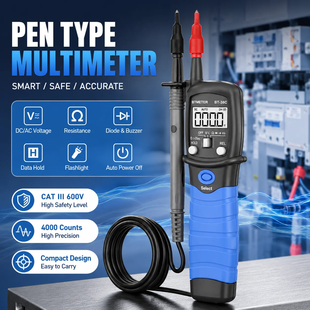Pen Multimeter Tester 6000 Counts True RMS Auto Range AC DC Voltage Capacitance Diode for Electrician HVAC Automotive DIY
Pen Multimeter Tester 6000 Counts True RMS Auto Range AC DC Voltage Capacitance Diode for Electrician HVAC Automotive DIY