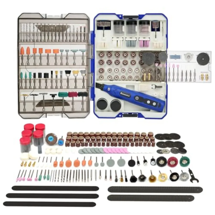 Cordless Rotary Tool Kit with 447pcs Accessories, 3.7V Mini Rotary Tool with USB-C Charging, 5-Speed Power Rotary Tool Kit for
Cordless Rotary Tool Kit with 447pcs Accessories, 3.7V Mini Rotary Tool with USB-C Charging, 5-Speed Power Rotary Tool Kit for