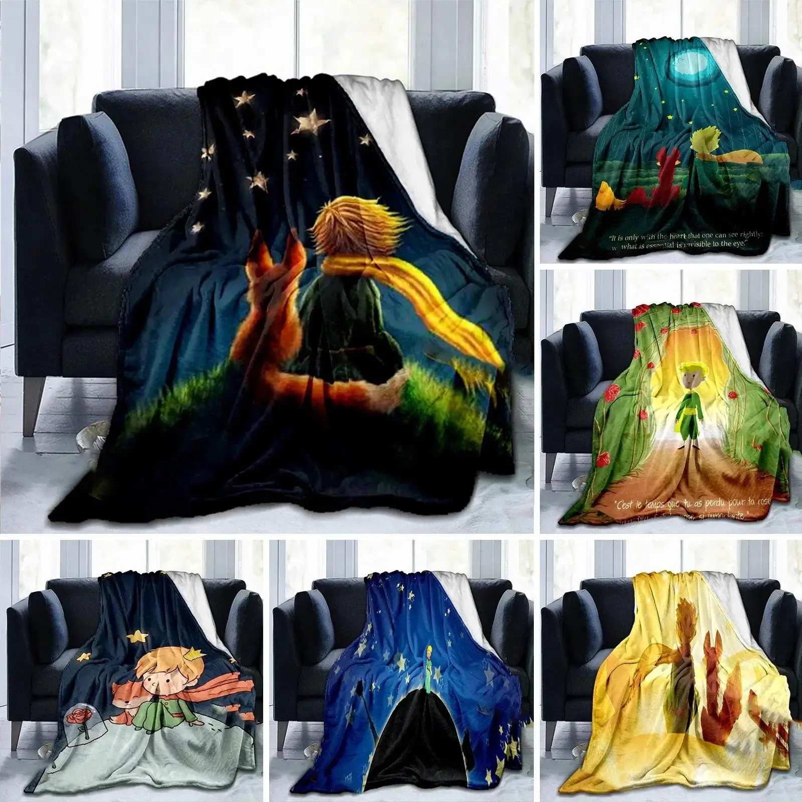 Высококачественное фланелевое одеяло Le Petit Prince с мультяшным принтом, плед для дивана, покрывало для кровати, для детской сиесты и отдыха
Высококачественное фланелевое одеяло Le Petit Prince с мультяшным принтом, плед для дивана, покрывало для кровати, для детской сиесты и отдыха