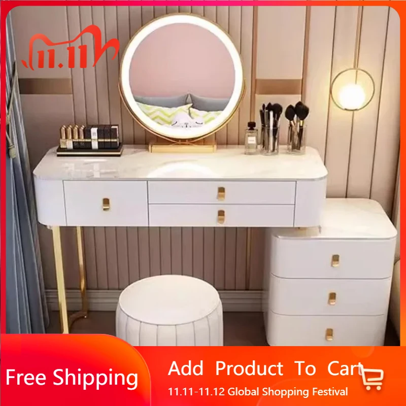 Modern Luxury Vanity Table Bedroom Handles Storage Stool Vanity Table Mirror Luxury Tocador Maquillaje Salon Home Decoration
Modern Luxury Vanity Table Bedroom Handles Storage Stool Vanity Table Mirror Luxury Tocador Maquillaje Salon Home Decoration