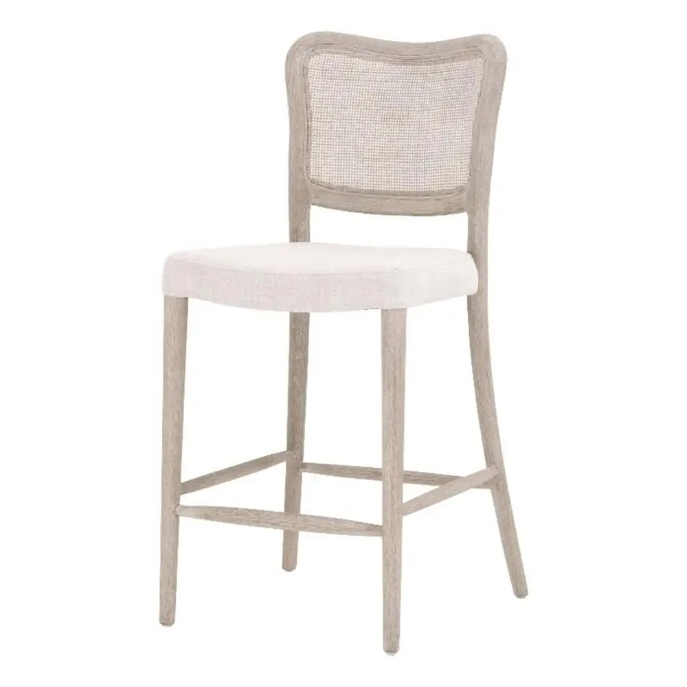 Transitional 25" Counter Stool Beige Linen Upholstered Seat Solid Oak Frame Cane Back 40"H Kitchen Bar Seating, Customized
Transitional 25" Counter Stool Beige Linen Upholstered Seat Solid Oak Frame Cane Back 40"H Kitchen Bar Seating, Customized
