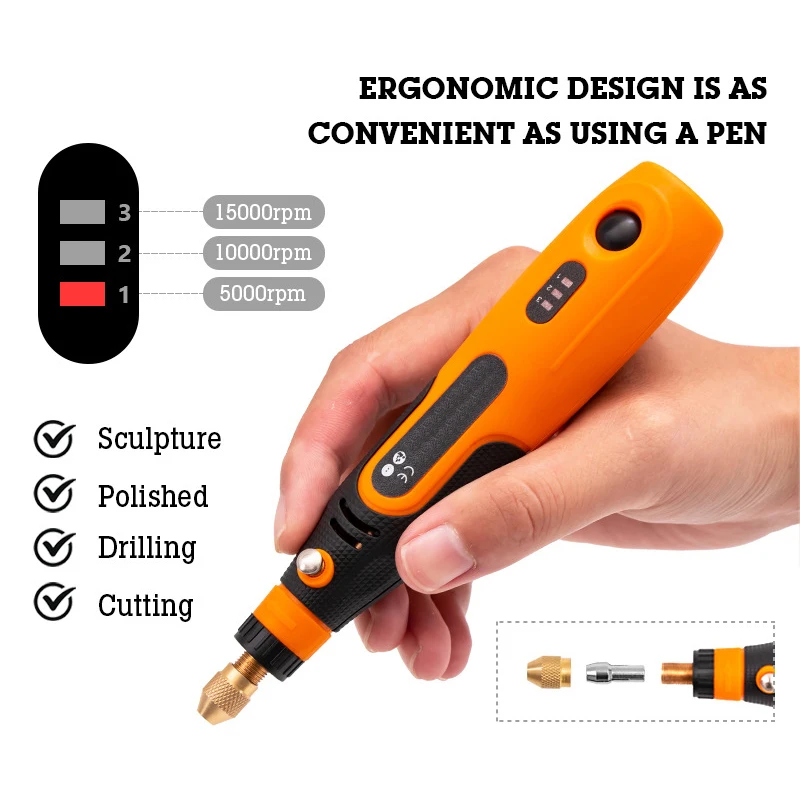 Electric Grinding Pen 3.6V USB Cordless Rotary Tool Small Drill Electric Grinder Pen For Wood Jewelry Carving And Polishing
Electric Grinding Pen 3.6V USB Cordless Rotary Tool Small Drill Electric Grinder Pen For Wood Jewelry Carving And Polishing