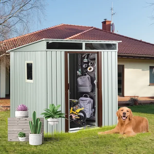 6ft x 5ft Outdoor Metal Shed with Window, White
6ft x 5ft Outdoor Metal Shed with Window, White