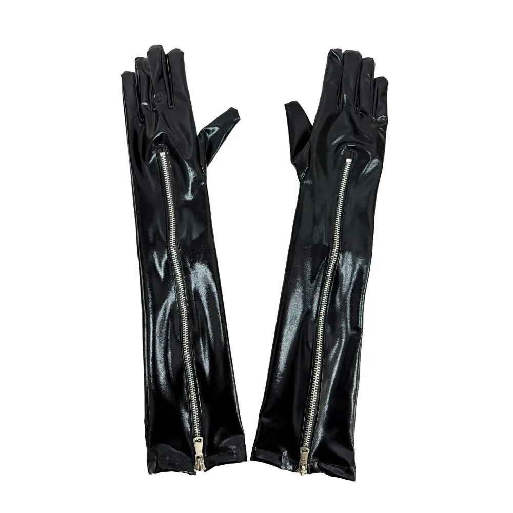 Fashion Elastic Zipper Long Gloves Cloth Elbow Long Patent Leather Black Gloves Gothic 50cm Women Gloves Photography
Fashion Elastic Zipper Long Gloves Cloth Elbow Long Patent Leather Black Gloves Gothic 50cm Women Gloves Photography