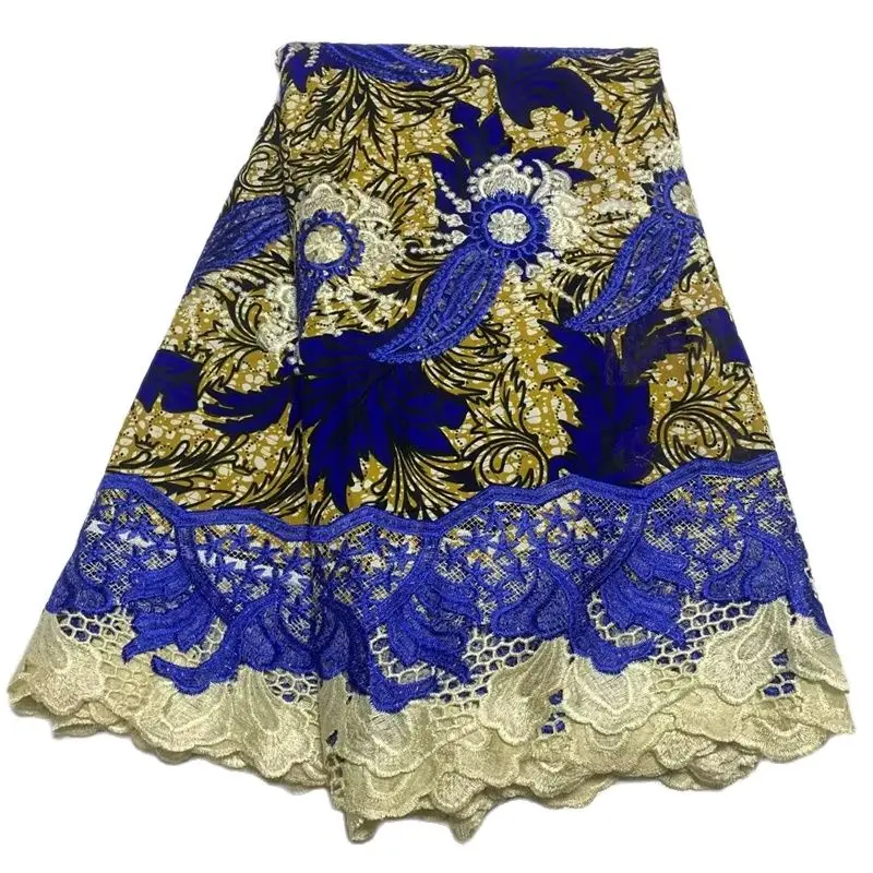 African Wax Embroidery Cotton Fabric for Women, Wax with Corld Lace, High Quality, 6 Yards
African Wax Embroidery Cotton Fabric for Women, Wax with Corld Lace, High Quality, 6 Yards