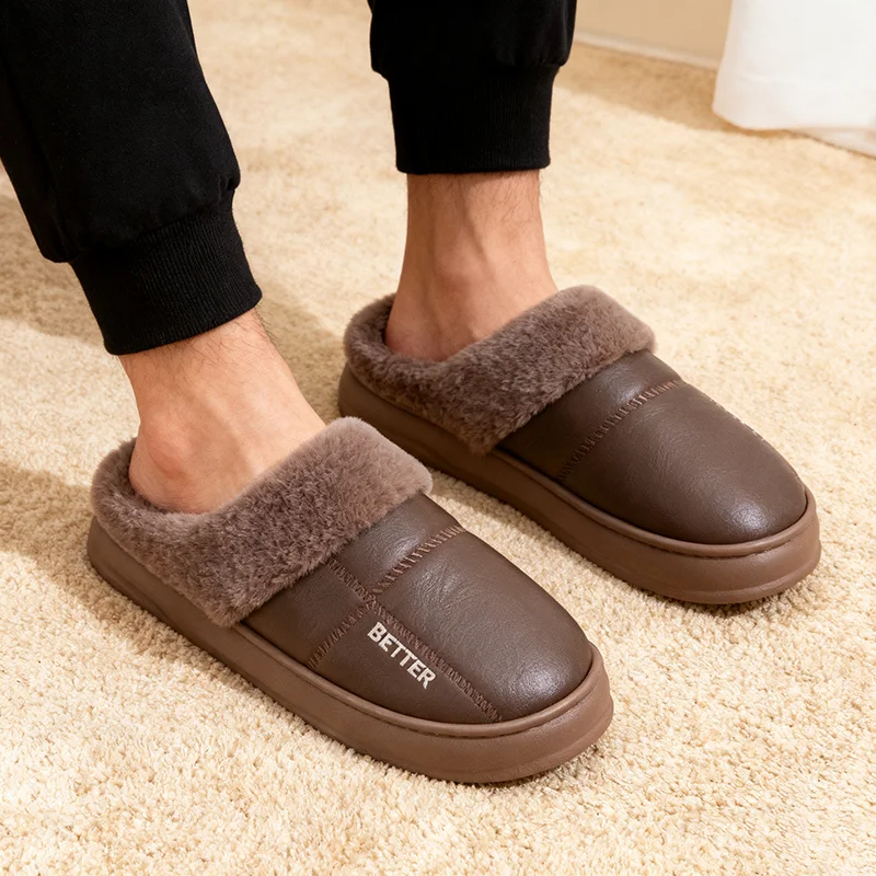 1 пара мужских зимних хлопковых швабр из искусственной кожи, водонепроницаемая обувь на платформе очень большого размера, домашние нескользящие теплые тапочки
1 пара мужских зимних хлопковых швабр из искусственной кожи, водонепроницаемая обувь на платформе очень большого размера, домашние нескользящие теплые тапочки