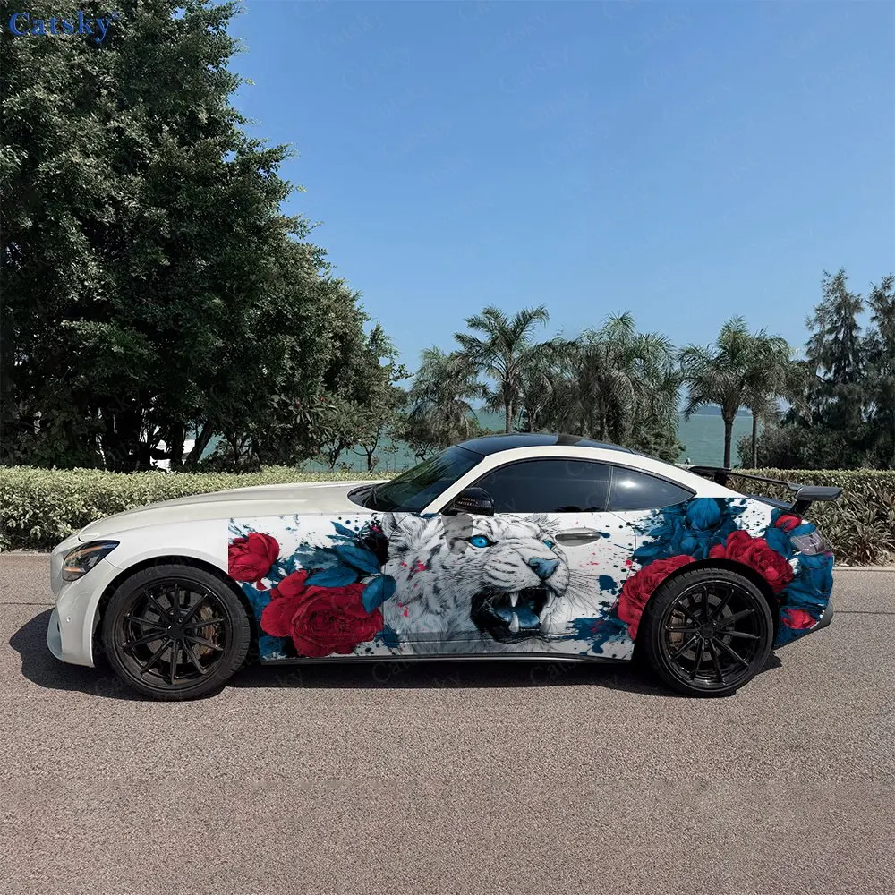 2pcs White Tiger with Red Rose Car Side Wraps, Self-Adhesive PVC Waterproof & Scratch-Resistant Stickers, Car Accessory Gift
2pcs White Tiger with Red Rose Car Side Wraps, Self-Adhesive PVC Waterproof & Scratch-Resistant Stickers, Car Accessory Gift
