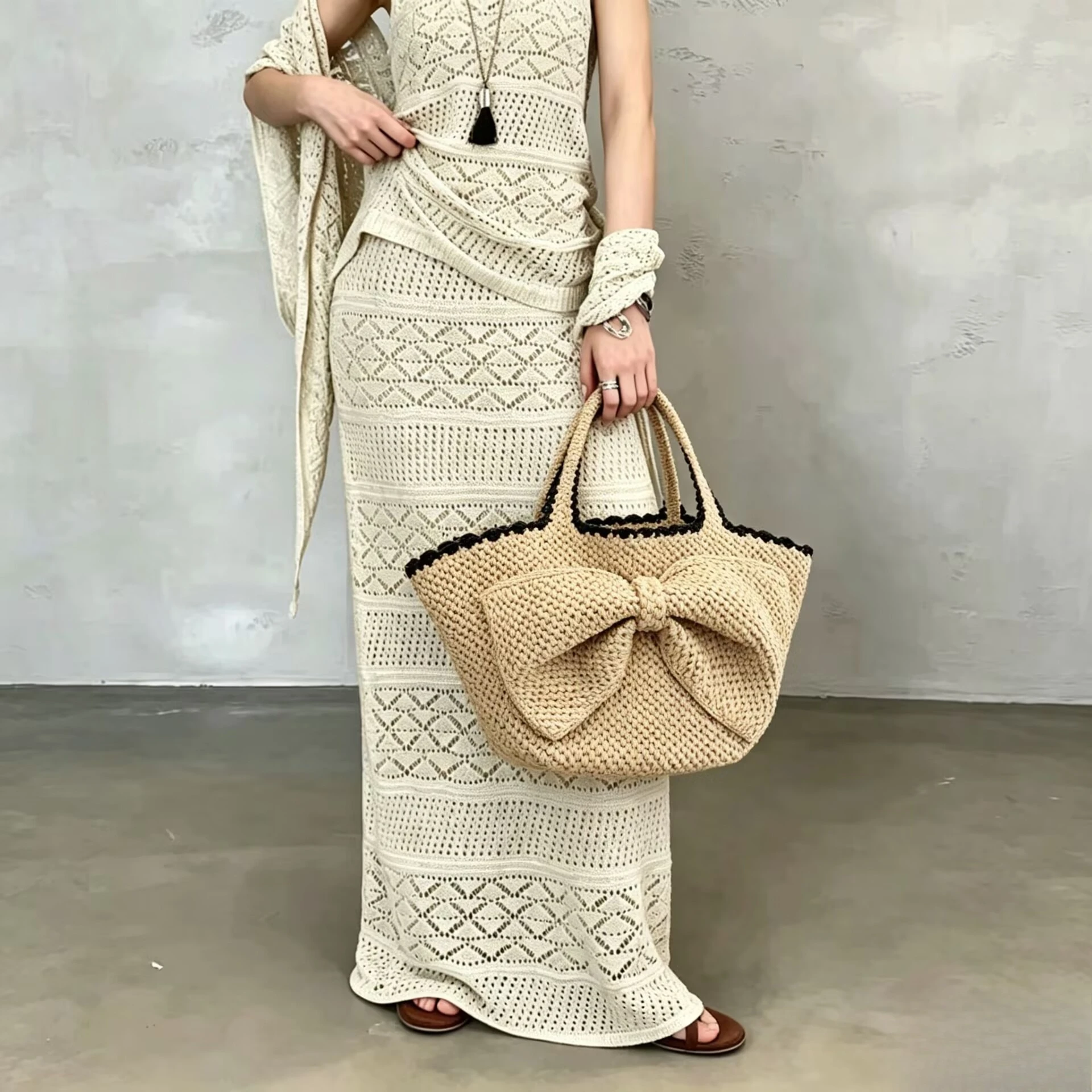 NEW raffia bow crochet handwoven vacation beach women summer straw woven large bag handbag shoulder bag
NEW raffia bow crochet handwoven vacation beach women summer straw woven large bag handbag shoulder bag
