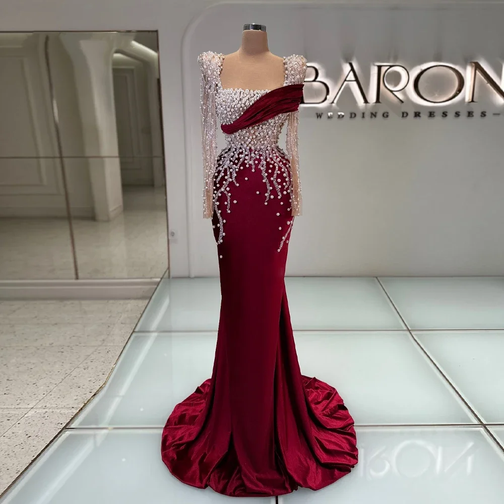 Роскошное вечернее платье-русалка с квадратным вырезом, бархатное, с жемчугом, длинными рукавами, бальное платье, нарядное платье для выпускного, топ-бюстье, на заказ
Роскошное вечернее платье-русалка с квадратным вырезом, бархатное, с жемчугом, длинными рукавами, бальное платье, нарядное платье для выпускного, топ-бюстье, на заказ