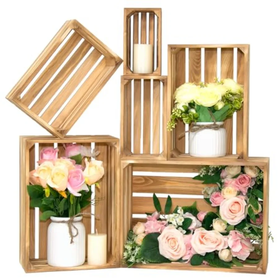 Wooden Crates for Dispay 6 Pack arge Rustic Nesting Wooden Basket with Hande Decorative Farmhouse Wood Crate for Storage and Co
Wooden Crates for Dispay 6 Pack arge Rustic Nesting Wooden Basket with Hande Decorative Farmhouse Wood Crate for Storage and Co