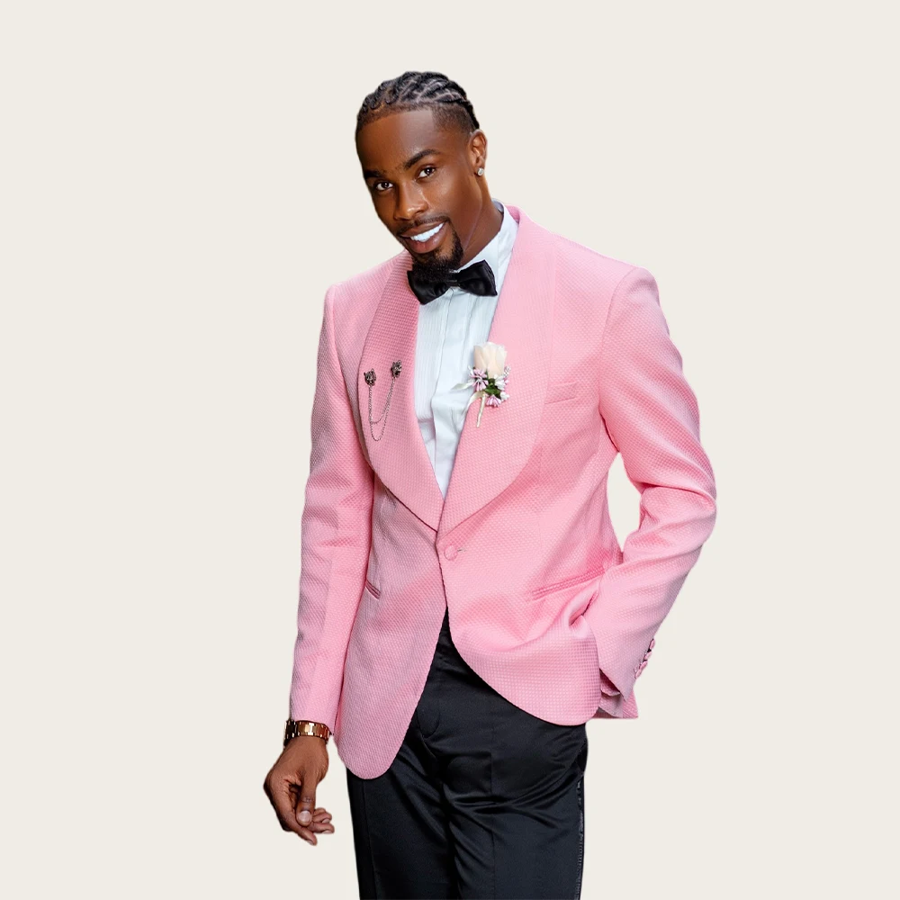 Pink Groom Wedding Men Suits Waffle Grid Luxury 2 Pieces Set Shawl Lapel Single Breasted Prom Slim Fit Tuxedo Blazer Customized
Pink Groom Wedding Men Suits Waffle Grid Luxury 2 Pieces Set Shawl Lapel Single Breasted Prom Slim Fit Tuxedo Blazer Customized