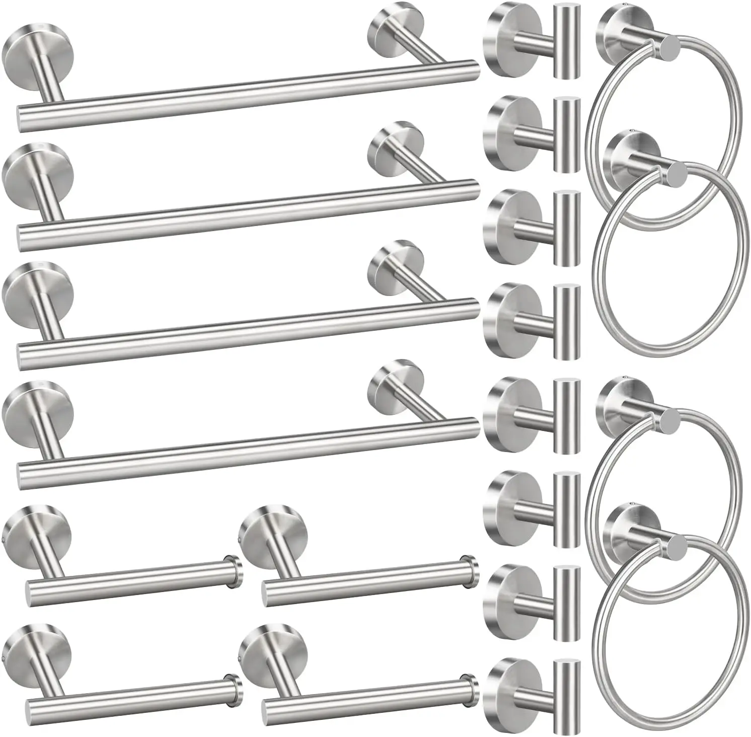 20-Piece Brushed Nickel Bathroom Hardware Set with Towel Bars, Holders, Rings & Hooks
20-Piece Brushed Nickel Bathroom Hardware Set with Towel Bars, Holders, Rings & Hooks