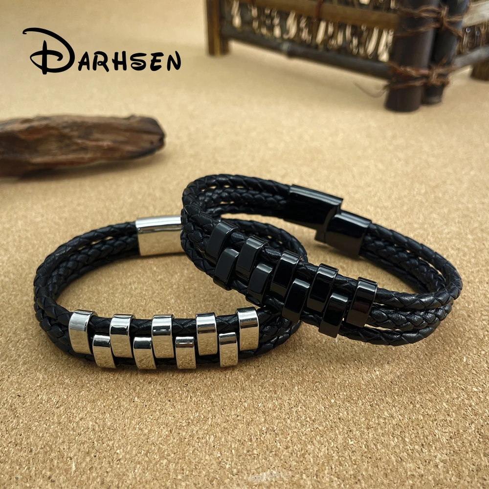 DARHSEN Men Black Leather Wrap Bracelets Bangle Hand Wristlet Fashion Jewelry Stainless Steel Clasp Magnet Buckle
DARHSEN Men Black Leather Wrap Bracelets Bangle Hand Wristlet Fashion Jewelry Stainless Steel Clasp Magnet Buckle