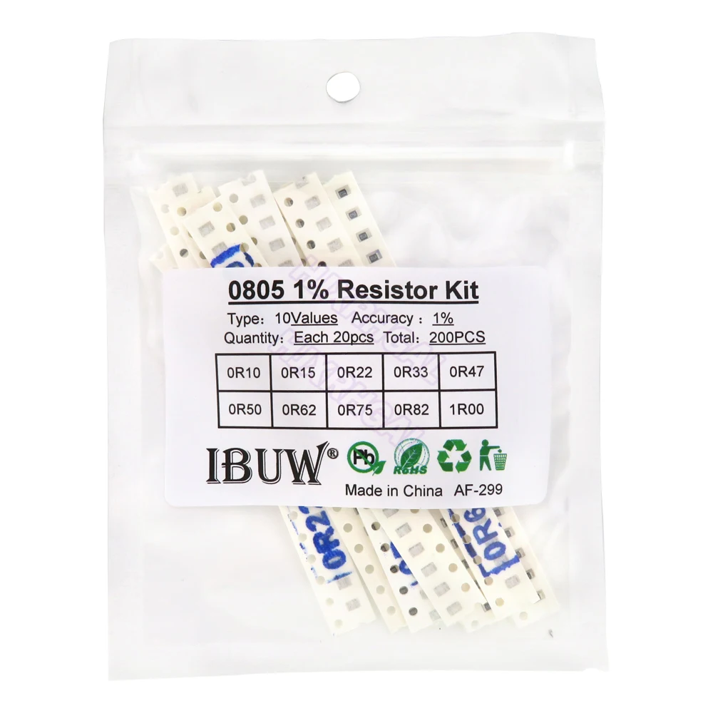 Набор резисторов SMD, 200 шт., 1% 0805, 10 значенийX20 шт. = 200 шт. 1R00 R820 R750 R620 R500 R470 R330 R220 R150 R100
Набор резисторов SMD, 200 шт., 1% 0805, 10 значенийX20 шт. = 200 шт. 1R00 R820 R750 R620 R500 R470 R330 R220 R150 R100
