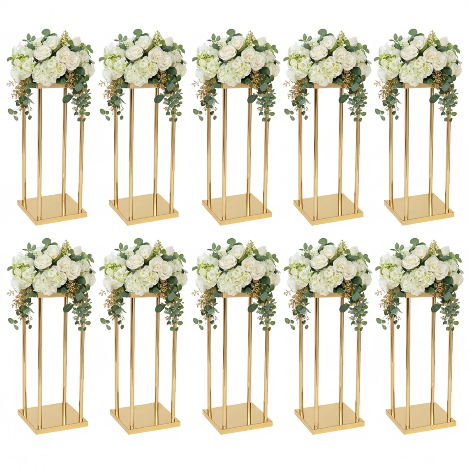 10 Pcs Gold Floor Metal Column with Plates Gold Rectangular Flower Display Stands 23.62x7.87x7.87in for Party Events Table Decor
10 Pcs Gold Floor Metal Column with Plates Gold Rectangular Flower Display Stands 23.62x7.87x7.87in for Party Events Table Decor