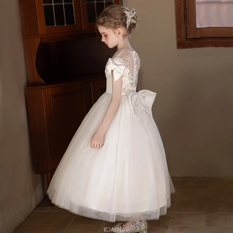 Wed Dress 2025 White Teen Girls Wedding Dress Formal Evening Gown Party Wear Costume Tulle Ball Gown Big Bow Bridesmaid Dresses 
Wed Dress 2025 White Teen Girls Wedding Dress Formal Evening Gown Party Wear Costume Tulle Ball Gown Big Bow Bridesmaid Dresses