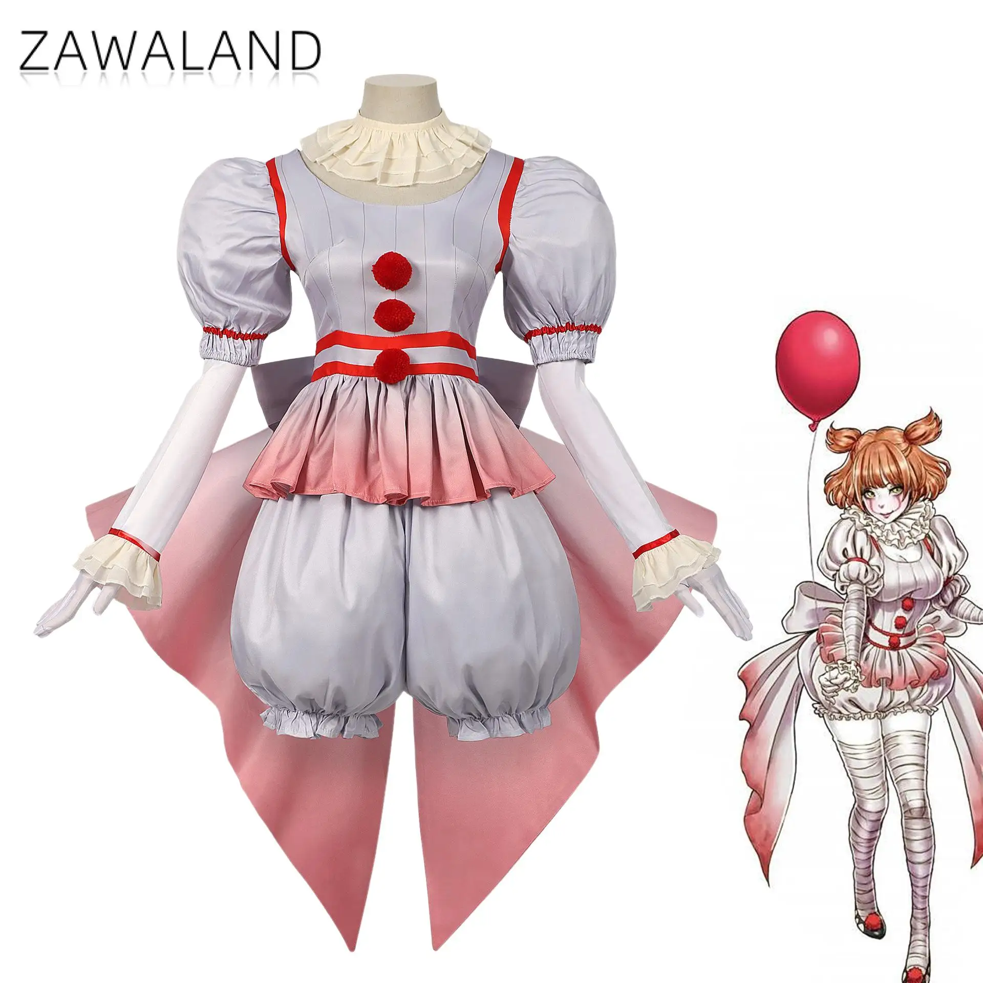 Zawaland Halloween Cosplay Clown Costume for Girls IT Movie Cute Horror Top Shorts Set with Bow Women Performance Party Outfit
Zawaland Halloween Cosplay Clown Costume for Girls IT Movie Cute Horror Top Shorts Set with Bow Women Performance Party Outfit