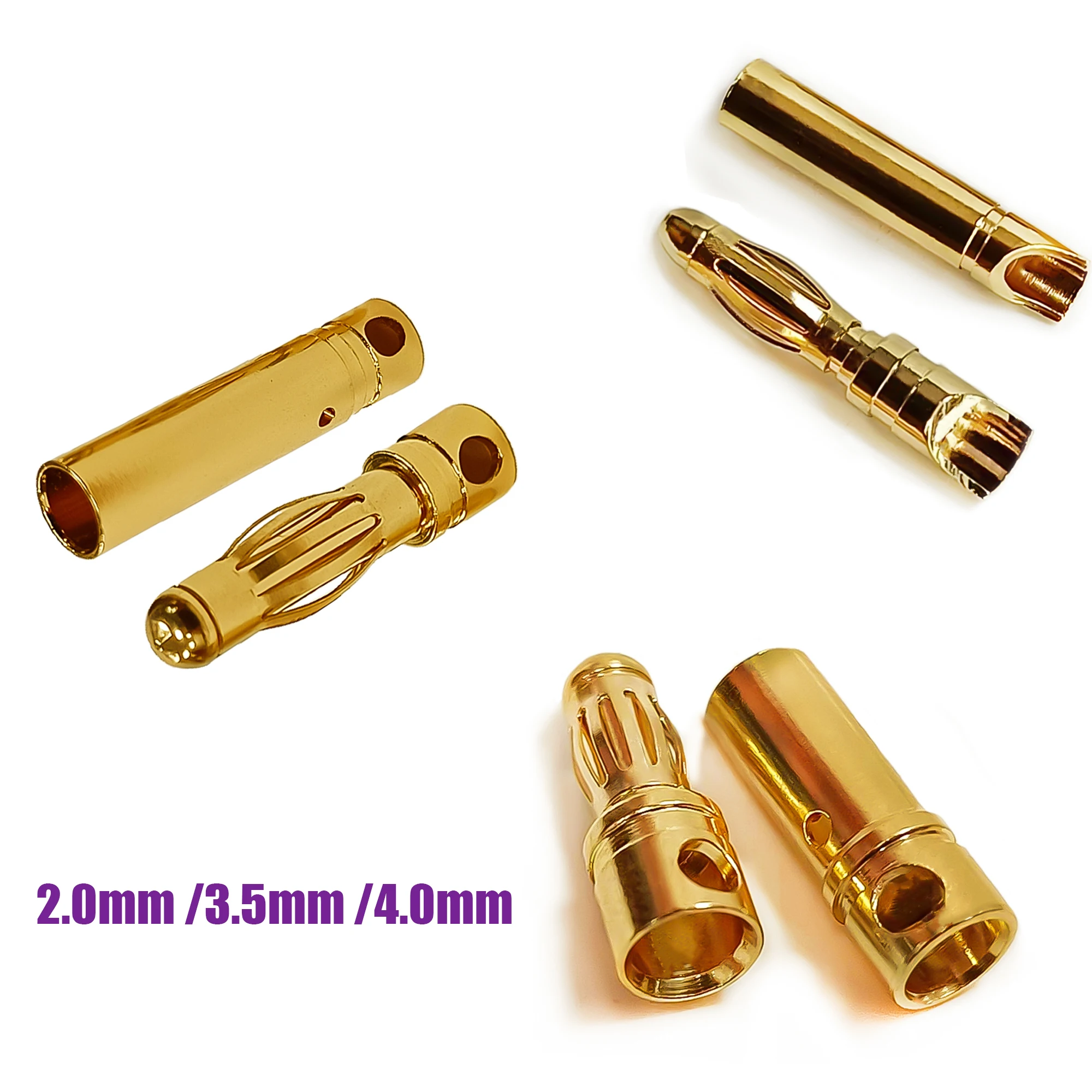 Banana Plug 2.0mm 3.5mm 4.0mm Bullet Female Male Connector Gold Plated for Rc Battery Rc Motor ESC Rc Accessories
Banana Plug 2.0mm 3.5mm 4.0mm Bullet Female Male Connector Gold Plated for Rc Battery Rc Motor ESC Rc Accessories