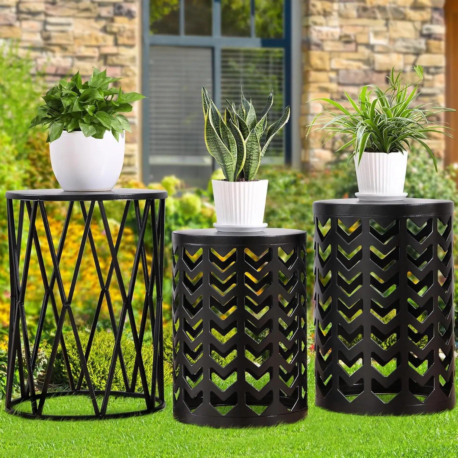 Set of 3 Nesting Coffee Side Tables Heavy Duty Metal Frame Indoor Outdoor Garden Stool Black, Customized
Set of 3 Nesting Coffee Side Tables Heavy Duty Metal Frame Indoor Outdoor Garden Stool Black, Customized