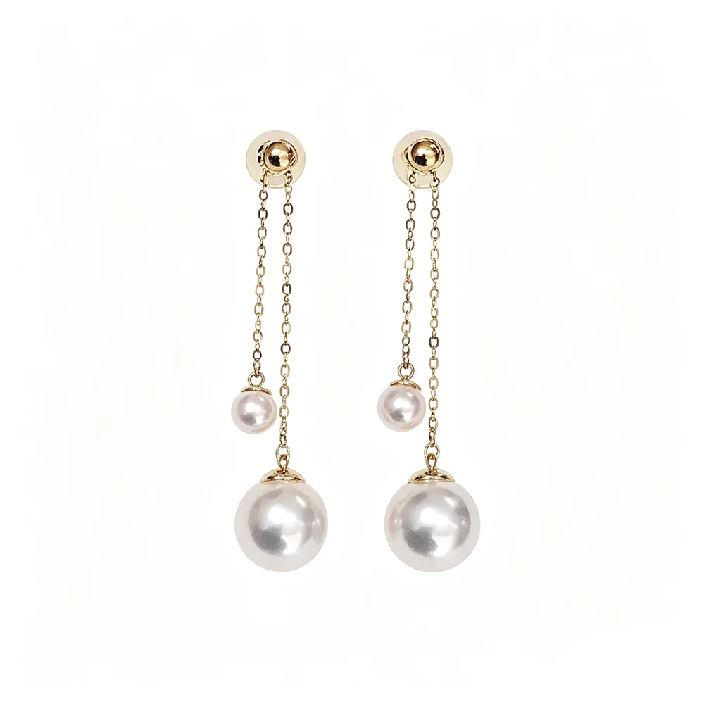 18K Yellow Gold Akoya Pearl Earrings For Women,Wedding Natural Sea Pearl Earring AU750,Two Strands Pearl Earrings White
18K Yellow Gold Akoya Pearl Earrings For Women,Wedding Natural Sea Pearl Earring AU750,Two Strands Pearl Earrings White