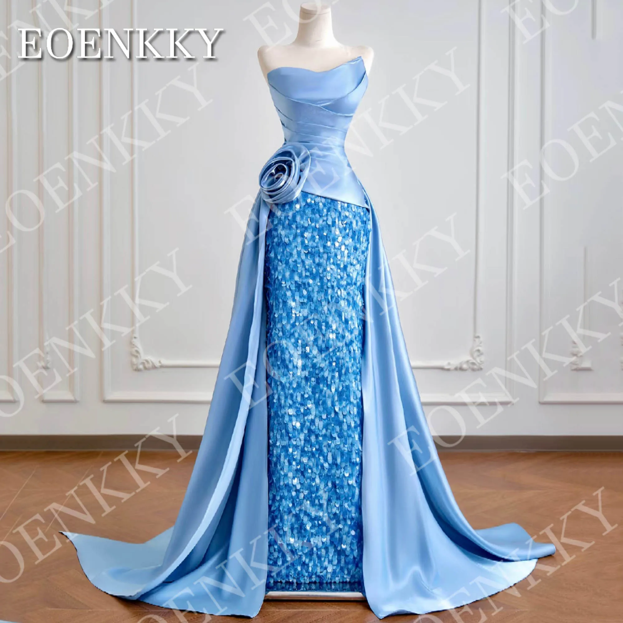 EOENKKY Luxury Mermaid Prom Dresses Saudi Arabia Evening Dress Strapless Sequin Formal Party Gown Blue Customized فساتين سهرة
EOENKKY Luxury Mermaid Prom Dresses Saudi Arabia Evening Dress Strapless Sequin Formal Party Gown Blue Customized فساتين سهرة
