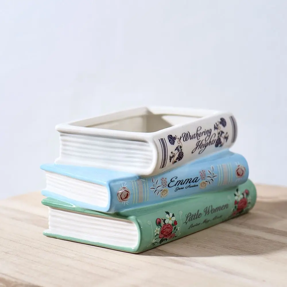 Creative Handicraft Ceramic Book Vase Unique Elegant Simulation Succulent vase Flower Pot Holder Office Supplies
Creative Handicraft Ceramic Book Vase Unique Elegant Simulation Succulent vase Flower Pot Holder Office Supplies
